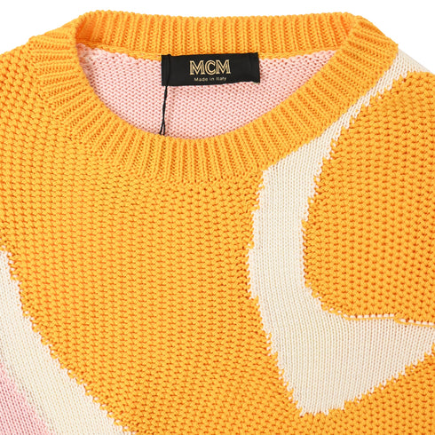 Men's MCM Knitted Color-Block Sweater in Multicolor Cotton