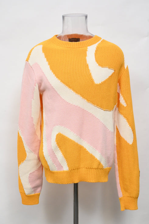 Men's MCM Knitted Color-Block Sweater in Multicolor Cotton