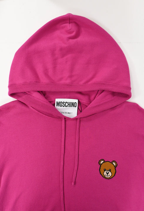 Men's Moschino Couture Bear Hoodie in Pink Cotton