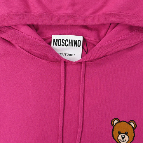 Men's Moschino Couture Bear Hoodie in Pink Cotton