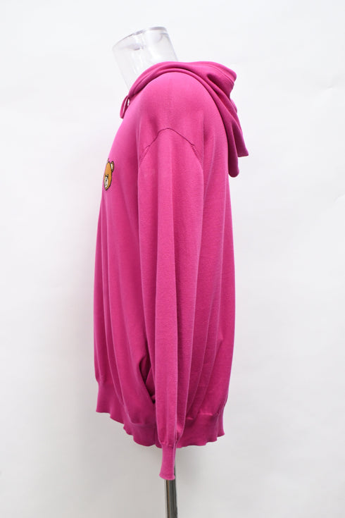Men's Moschino Couture Bear Hoodie in Pink Cotton