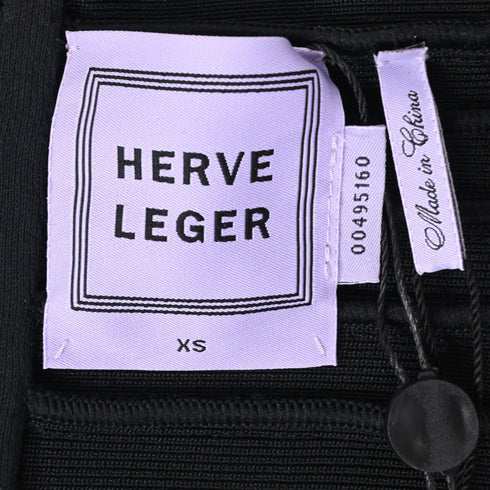 Women's Herve Leger Strapless Banded Pencil Mini Dress in Black Rayon