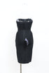 Women's Herve Leger Strapless Banded Pencil Mini Dress in Black Rayon
