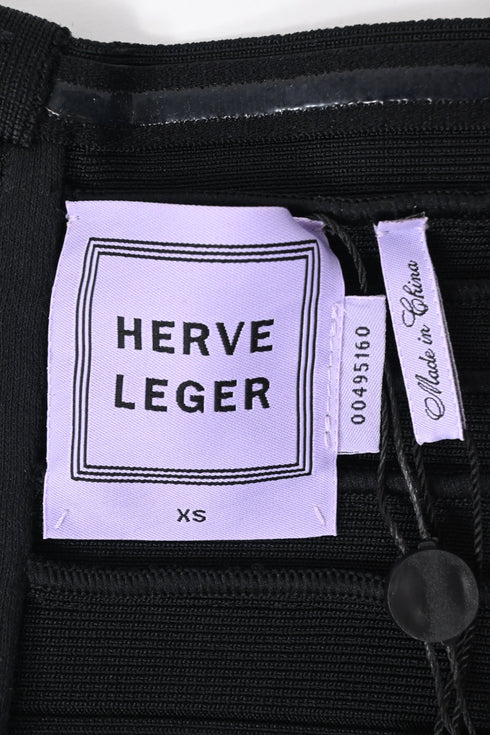 Women's Herve Leger Strapless Banded Pencil Mini Dress in Black Rayon