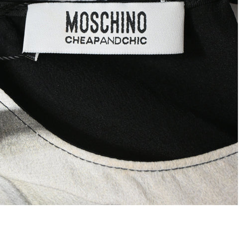 Women's Moschino Cheap & Chic London Telephone Print Top in Multicolor Silk