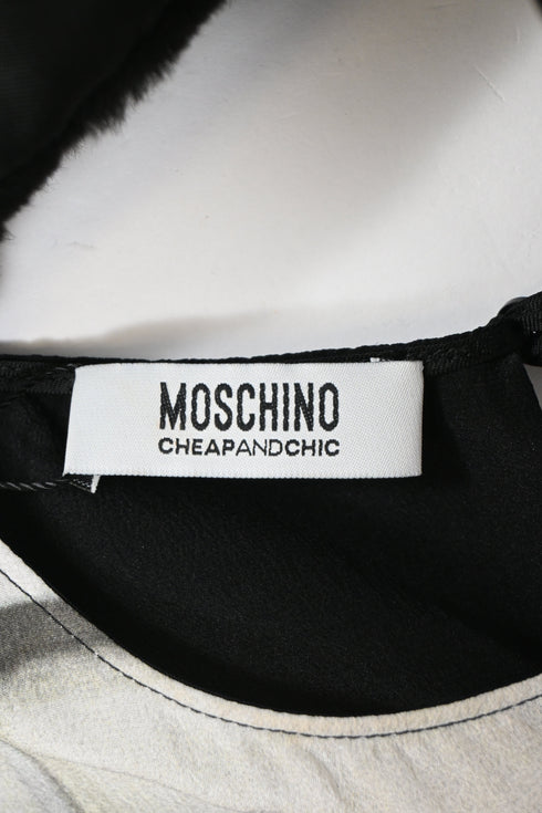 Women's Moschino Cheap & Chic London Telephone Print Top in Multicolor Silk