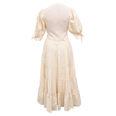 Women's Ulla Johnson Wilda Midi Tiered Dress Cream Cotton