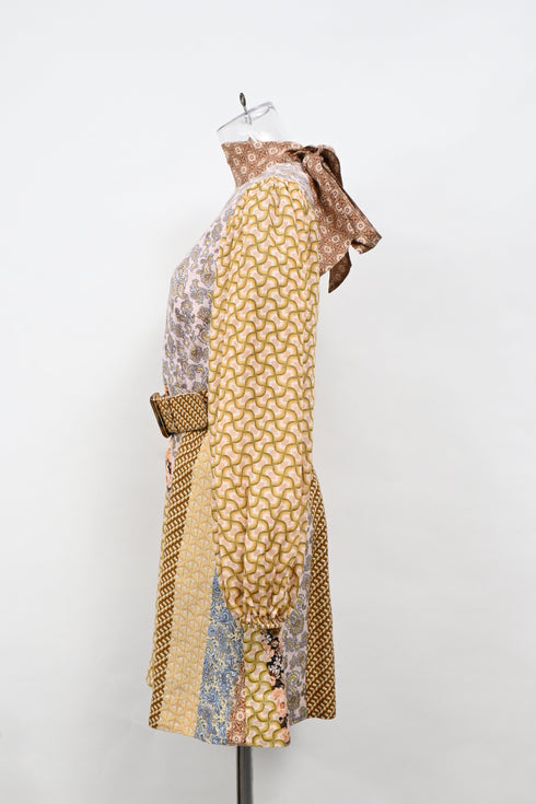 Women's Zimmermann Belted Printed Mini Dress in Multicolor Linen