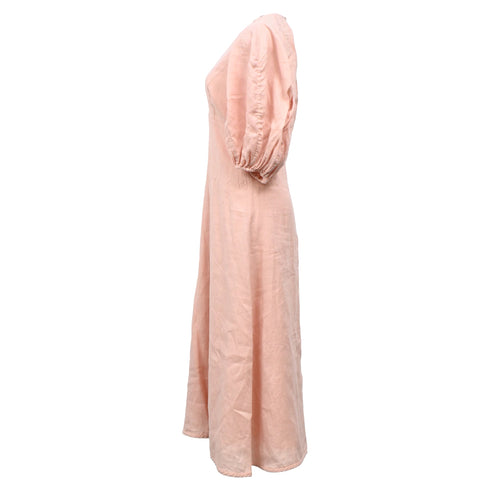 Women's Zimmermann V-neck Midi Dress in Pink Linen