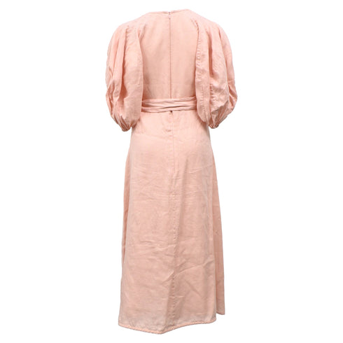Women's Zimmermann V-neck Midi Dress in Pink Linen