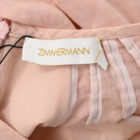 Women's Zimmermann V-neck Midi Dress in Pink Linen