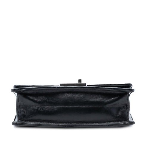 Push Lock Flap Chain Bag Madras Woven Leather Small