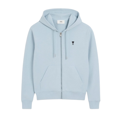 Hoodie Zippe Ami De Coeur Noir Bleu Ciel en Coton