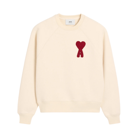 Sweatshirt Beige Patch Rouge Ami de Coeur En Coton