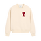 Sweatshirt Beige Patch Rouge Ami de Coeur En Coton