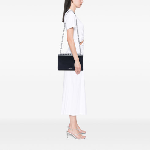 Chain Flap Crossbody Bag Tessuto and Saffiano Leather Medium