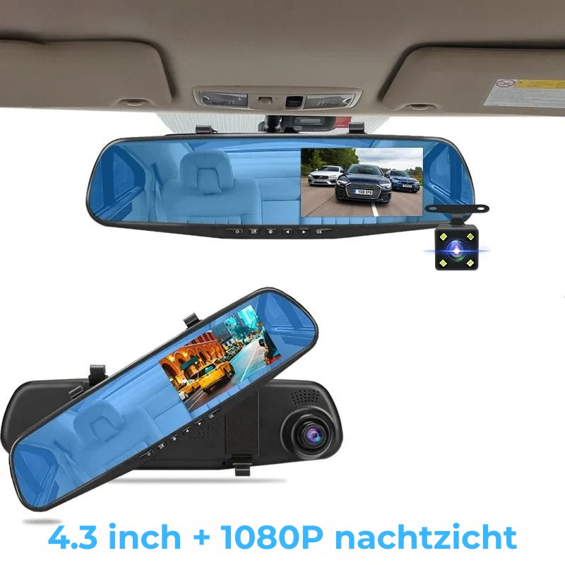 Autospiegel Dashcam - Dual Lens + Geïntegreerd scherm