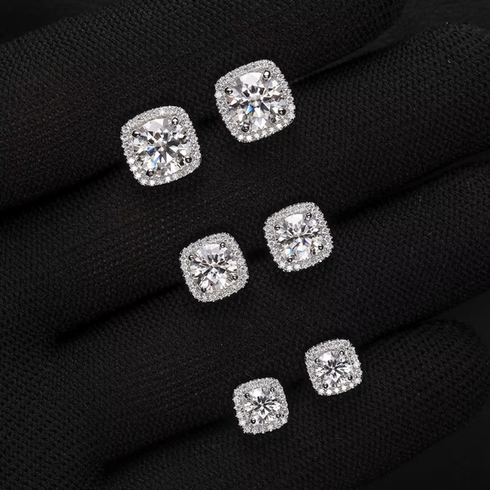 VVS Jewelry 925 Sterling Silver Moissanite Square Earrings