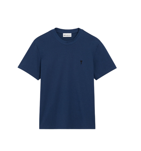 T-shirt Bleu Marine Ami de Coeur Noir en Coton