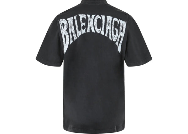 Balenciaga Hand Drawn T shirt Faded Black White