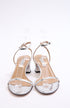 Women's Aquazzura Olie 50 Metallic Sandals in Silver Patent Leather