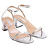 Women's Aquazzura Olie 50 Metallic Sandals in Silver Patent Leather