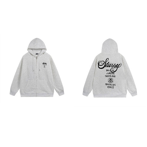 Stussy Hoodie Zip-Up Cardigan Fleece Hooded Sweater