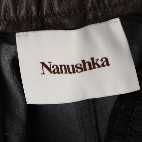 Men's Nanushka Jain Okobor Alt-Leather Relaxed Pants in Black Polyester