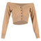 Women's Alexander Wang Sheer Yoke Cropped Cardigan in Brown Wool