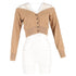 Women's Alexander Wang Sheer Yoke Cropped Cardigan in Brown Wool