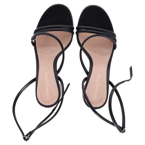 Women's Gianvito Rossi Ankle Strap Block-Heel Sandals in Black Leather