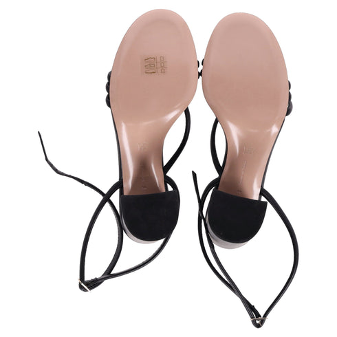 Women's Gianvito Rossi Ankle Strap Block-Heel Sandals in Black Leather