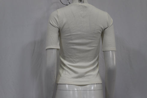 Women's Reformation Ribbed Top in White Cotton