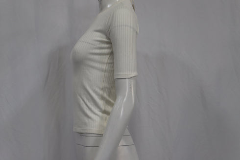 Women's Reformation Ribbed Top in White Cotton