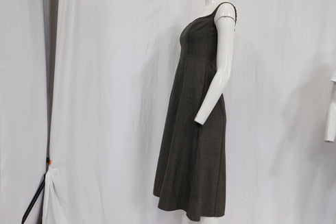 Women's Reformation Houndstooth Print Midi Length Dress in Brown Polyester