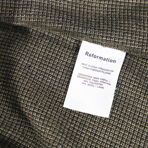 Women's Reformation Houndstooth Print Midi Length Dress in Brown Polyester