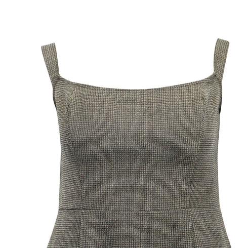 Women's Reformation Houndstooth Print Midi Length Dress in Brown Polyester