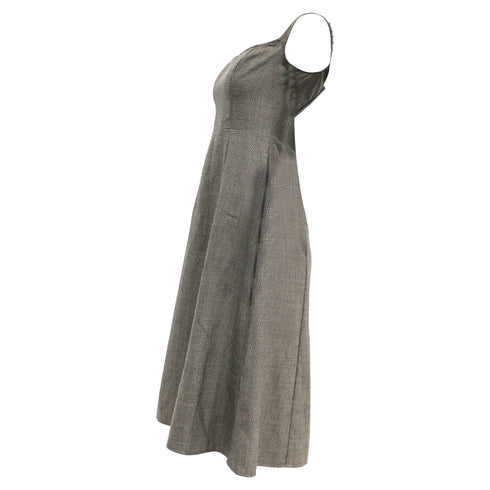 Women's Reformation Houndstooth Print Midi Length Dress in Brown Polyester