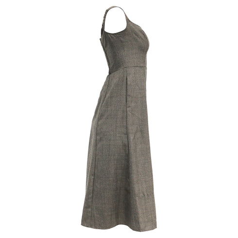 Women's Reformation Houndstooth Print Midi Length Dress in Brown Polyester