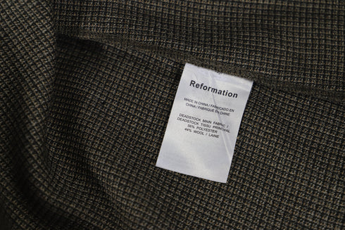 Women's Reformation Houndstooth Print Midi Length Dress in Brown Polyester