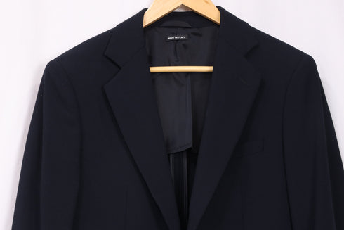 Men's Giorgio Armani Textured Single-Breasted Blazer in Navy Blue Wool