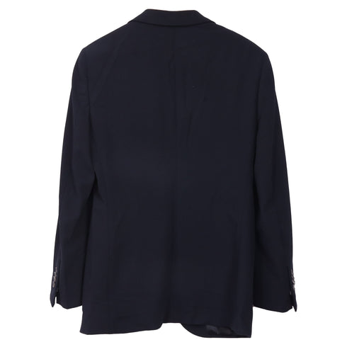 Men's Giorgio Armani Textured Single-Breasted Blazer in Navy Blue Wool