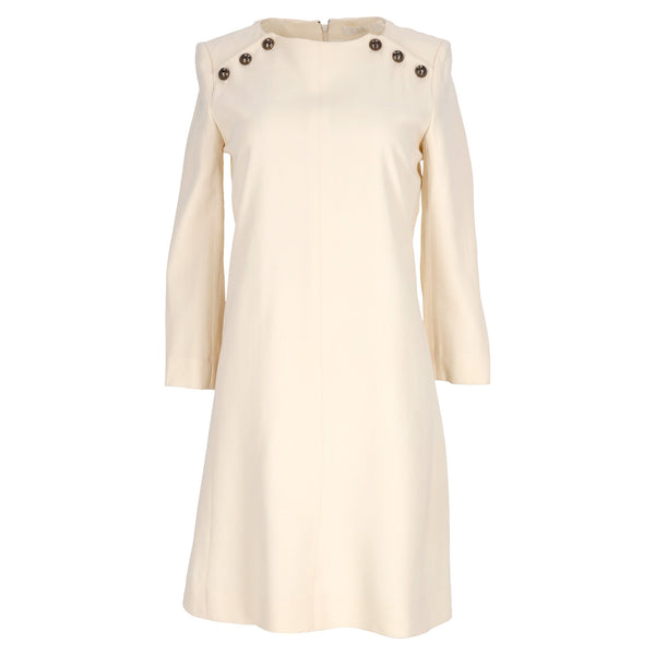 Women's Chloé Button Detail Dress in Beige Acetate