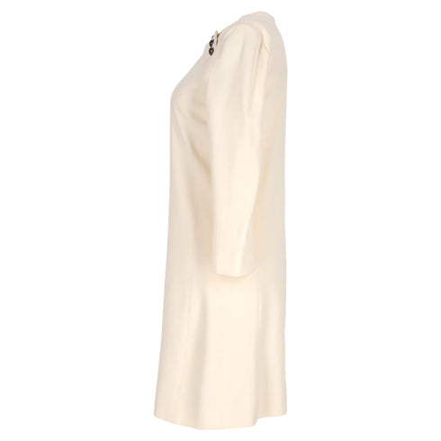 Women's Chloé Button Detail Dress in Beige Acetate