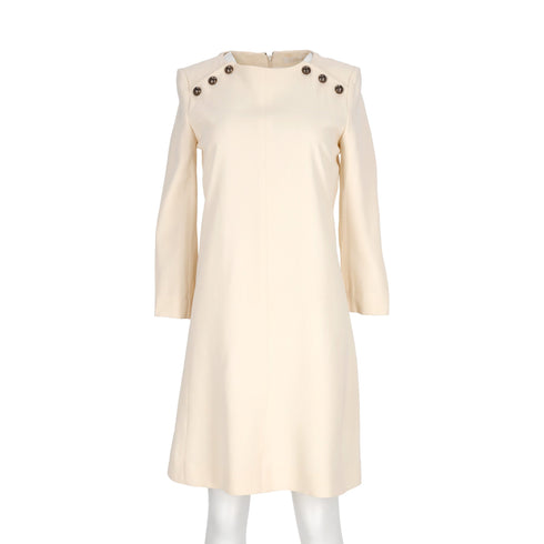 Women's Chloé Button Detail Dress in Beige Acetate