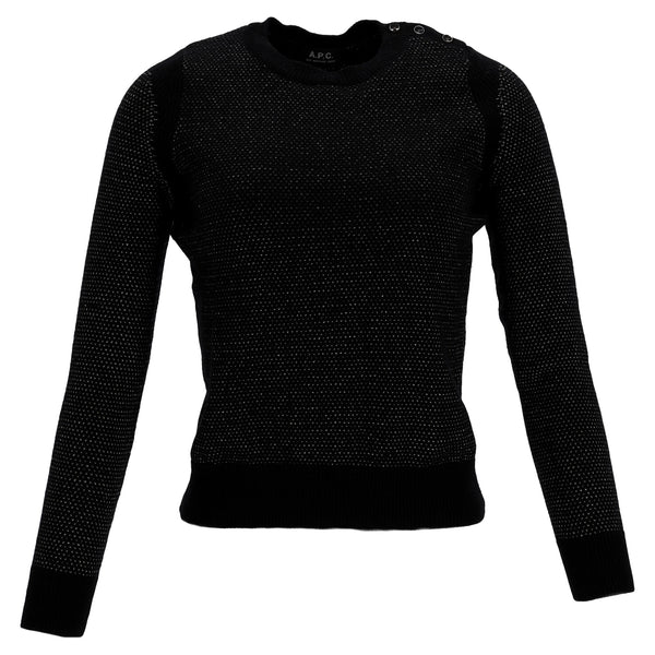 Women's A.P.C. Glittered Button-Embellished Sweater in Black Merino Wool