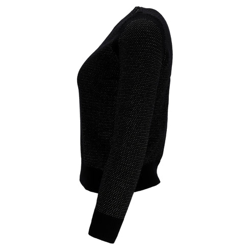 Women's A.P.C. Glittered Button-Embellished Sweater in Black Merino Wool