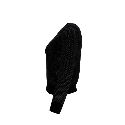 Women's A.P.C. Glittered Button-Embellished Sweater in Black Merino Wool