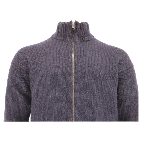 Men's Etro Knitted Zipped Cardigan in Navy Blue Cashmere