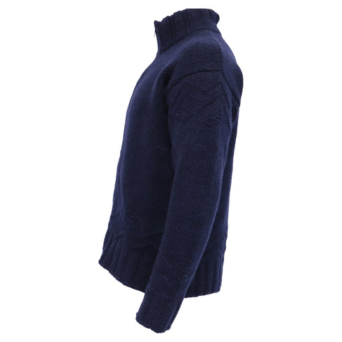 Men's Etro Knitted Zipped Cardigan in Navy Blue Cashmere